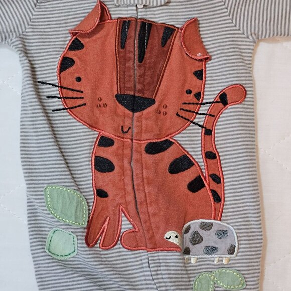 Baby Boy Footed Pajamas Sleepers Size 0-3M Lot of 6 Zippered Animal Prints - Picture 8 of 14